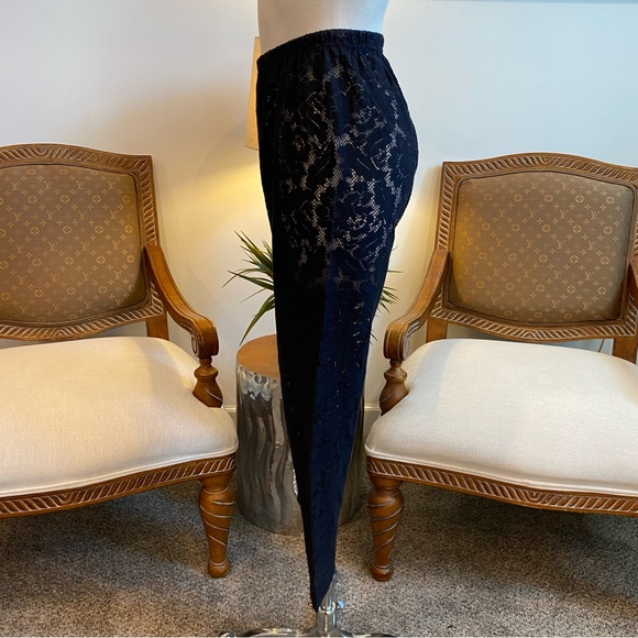 Vintage 80s-90s Black Lace Pants - Picture 2 of 9